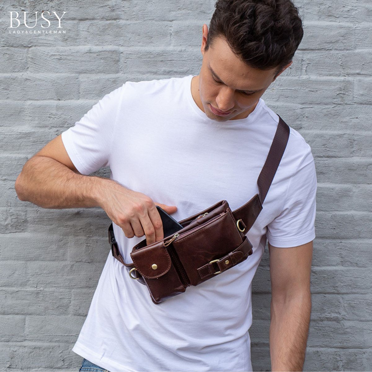 Borsetă unisex Velo, piele naturală, 4 buzunare antifurt, BUSY LDY & GTM® oil coffee