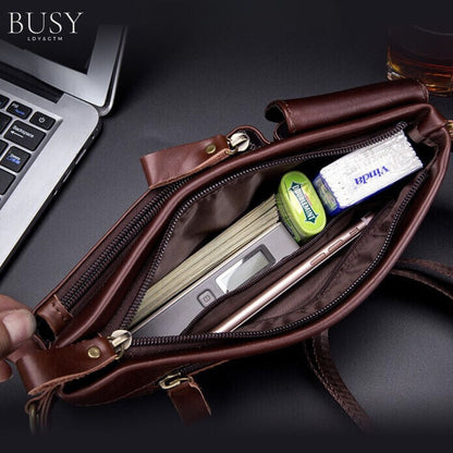 Borsetă unisex Velo, piele naturală, 4 buzunare antifurt, BUSY LDY & GTM® oil coffee