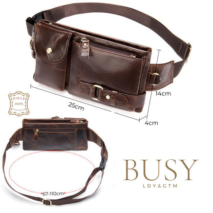 Borsetă unisex Velo, piele naturală, 4 buzunare antifurt, BUSY LDY & GTM® oil coffee
