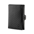 Portofel piele naturala cu protectie anti scanare carduri RFID, design compact trifold, Verona - negru carbon fiber