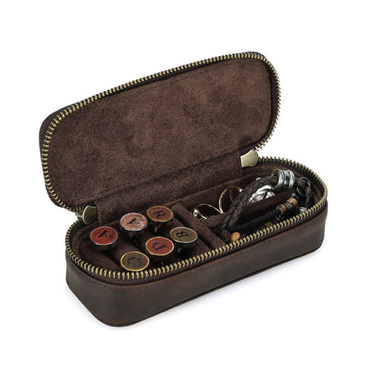 Cutie colectie bijuterii, din piele naturala Crazy Horse, Jeddah BUSY LDY & GTM® - coffee