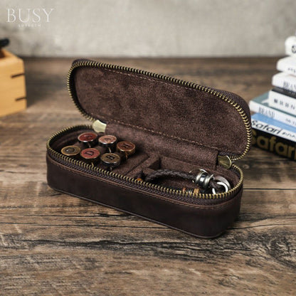 Cutie colectie bijuterii, din piele naturala Crazy Horse, Jeddah BUSY LDY & GTM® - coffee