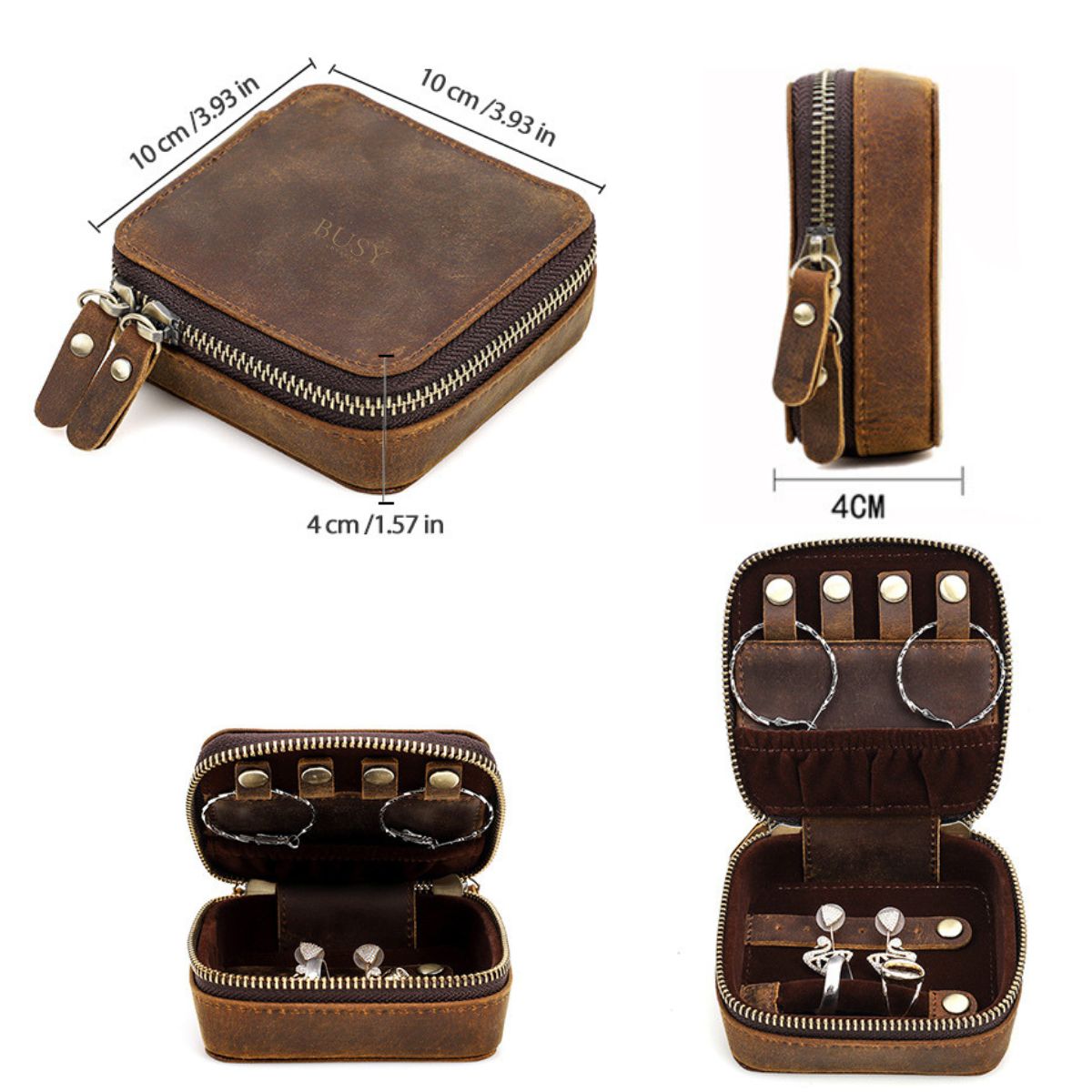 Cutie colectie bijuterii, din piele naturala Crazy Horse, Mecca BUSY LDY & GTM® - coffee