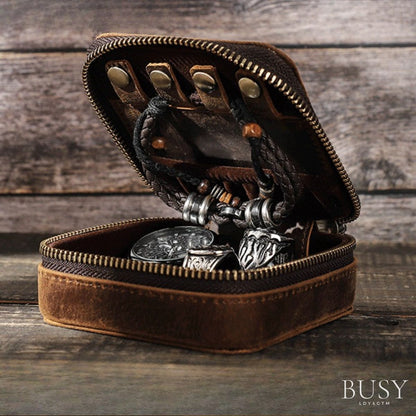 Cutie colectie bijuterii, din piele naturala Crazy Horse, Mecca BUSY LDY & GTM® - coffee