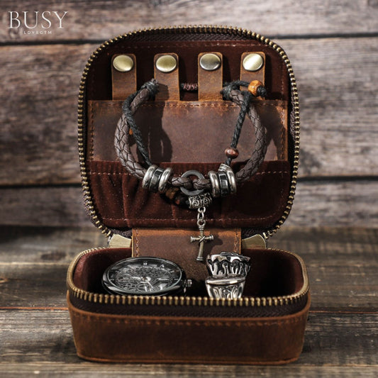 Cutie colectie bijuterii, din piele naturala Crazy Horse, Mecca BUSY LDY & GTM® - coffee