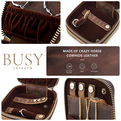 Cutie colectie bijuterii, din piele naturala Crazy Horse, Mecca BUSY LDY & GTM® - coffee