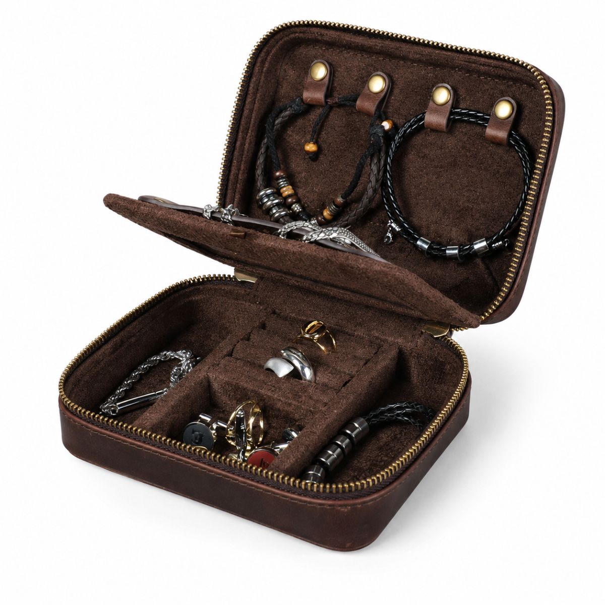 Cutie colectie bijuterii, din piele naturala Crazy Horse, Riad BUSY LDY & GTM® - coffee