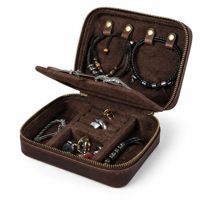 Cutie colectie bijuterii, din piele naturala Crazy Horse, Riad BUSY LDY & GTM® - coffee