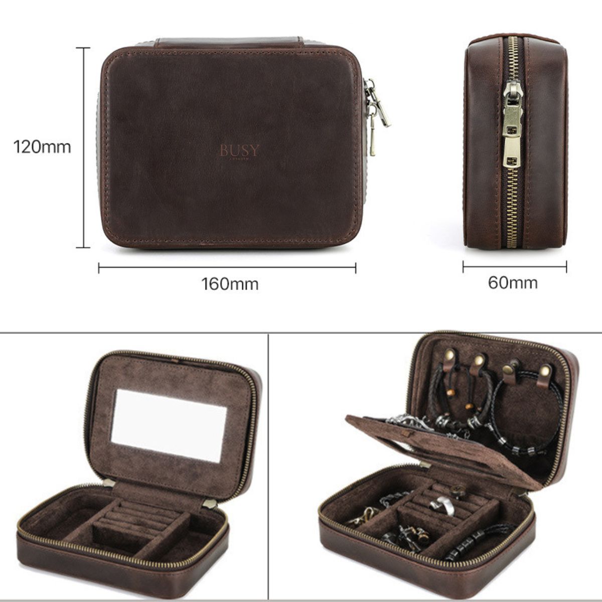 Cutie colectie bijuterii, din piele naturala Crazy Horse, Riad BUSY LDY & GTM® - coffee