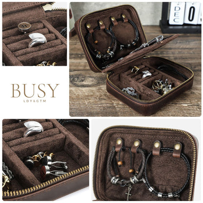 Cutie colectie bijuterii, din piele naturala Crazy Horse, Riad BUSY LDY & GTM® - coffee