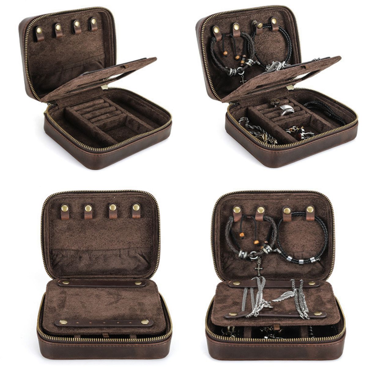 Cutie colectie bijuterii, din piele naturala Crazy Horse, Riad BUSY LDY & GTM® - coffee