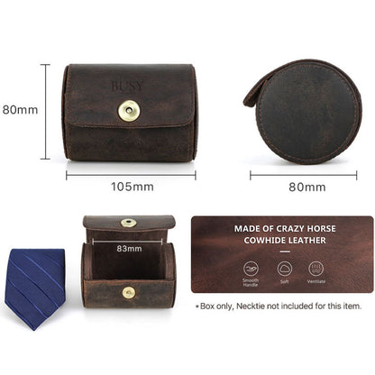 Cutie cravata din piele naturala Crazy Horse, BUSY LDY & GTM® - coffee