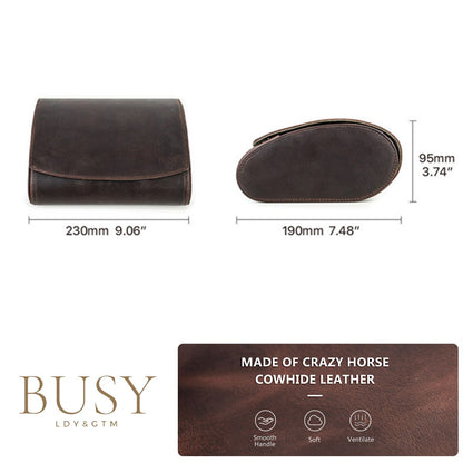 Cutie pentru colecția de ceasuri din piele naturală Crazy Horse | Watch Roll Premium pentru 6 ceasuri | BUSY LDY & GTM® Graal - coffee