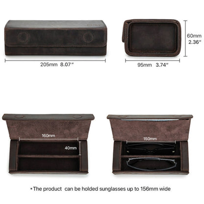 Toc pentru ochelari din piele naturala Crazy Horse, 2 perechi, BUSY LDY & GTM® - coffee