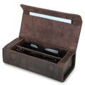 Toc pentru ochelari din piele naturala Crazy Horse, 2 perechi, BUSY LDY & GTM® - coffee