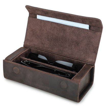 Toc pentru ochelari din piele naturala Crazy Horse, 2 perechi, BUSY LDY & GTM® - coffee