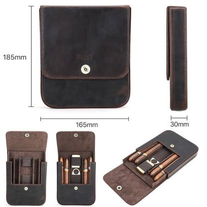 Cutie pentru trabucuri si accesorii, din piele naturala Crazy Horse, BUSY LDY & GTM®  Character - coffee