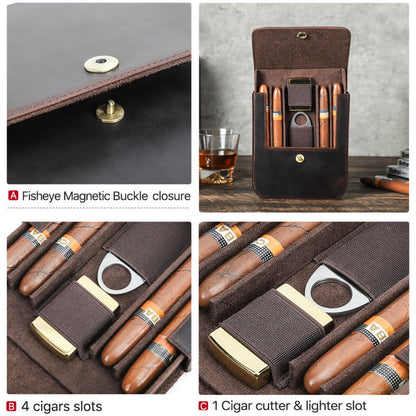 Cutie pentru trabucuri si accesorii, din piele naturala Crazy Horse, BUSY LDY & GTM®  Character - coffee