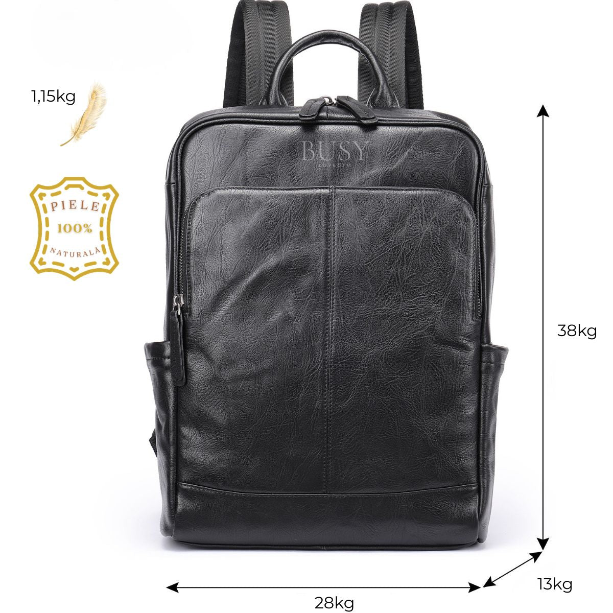 Rucsac din piele naturală Everest - Negru
