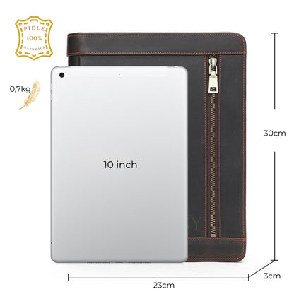 Mapa organizatoare din piele naturală, compartiment tableta - smartphone - Orion Business - coffee