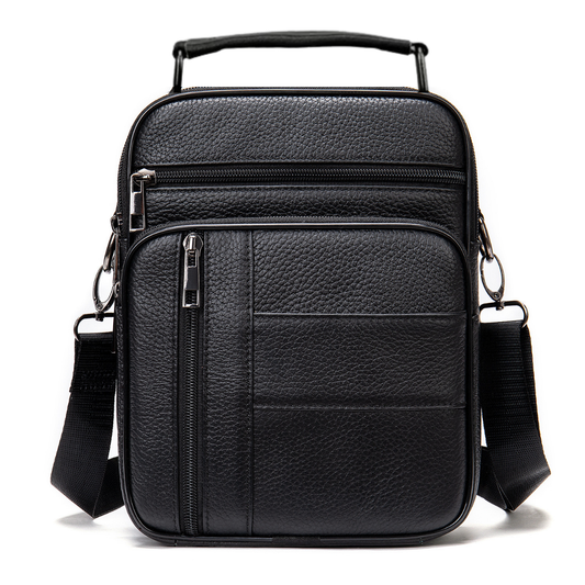 Geantă Bărbați Neagră din Piele Naturală Creed, 2 Compartimente principale, BUSY LDY & GTM®