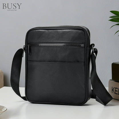 Geantă Bărbați Neagră din Piele Naturală Simo, Slim, 1 Compartiment principal, BUSY LDY & GTM®