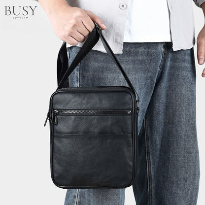 Geantă Bărbați Neagră din Piele Naturală Simo, Slim, 1 Compartiment principal, BUSY LDY & GTM®