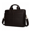 Geanta laptop 15,6 inch din piele naturală, suport troler, Tor - Dark Coffee