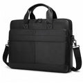 Geanta laptop 15,6 inch din piele naturală, suport troler, Tor - Negru