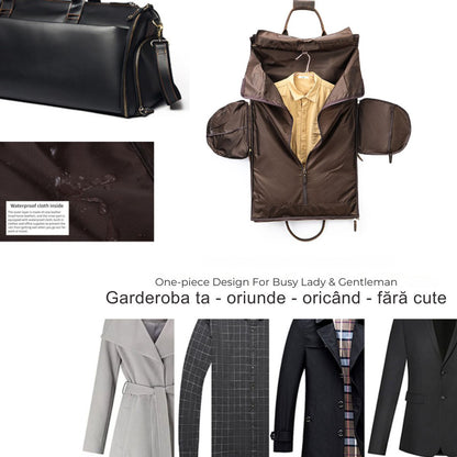 Geanta voiaj piele naturala sala avion business garderoba Atlas Busy Lady & Gentleman negru