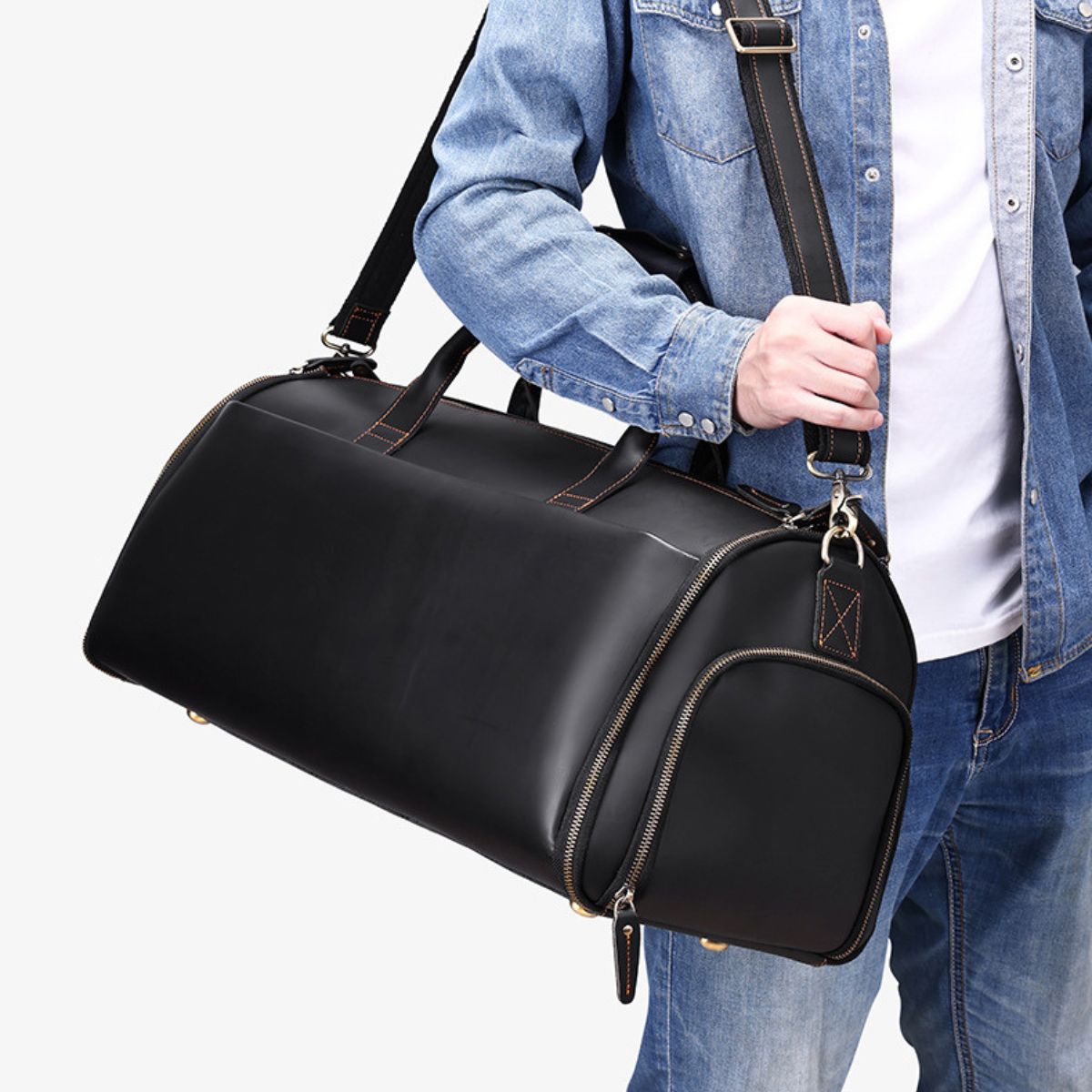 Geanta voiaj piele naturala sala avion business garderoba Atlas Busy Lady & Gentleman negru