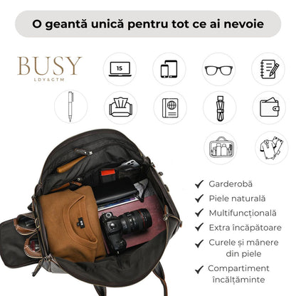 Geanta voiaj piele naturala sala avion business garderoba Atlas Busy Lady & Gentleman negru