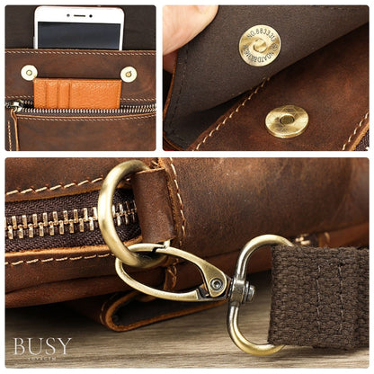 Geantă bărbați Bill din piele naturală Crazy Horse – design slim, stil urban | BUSY LDY & GTM®