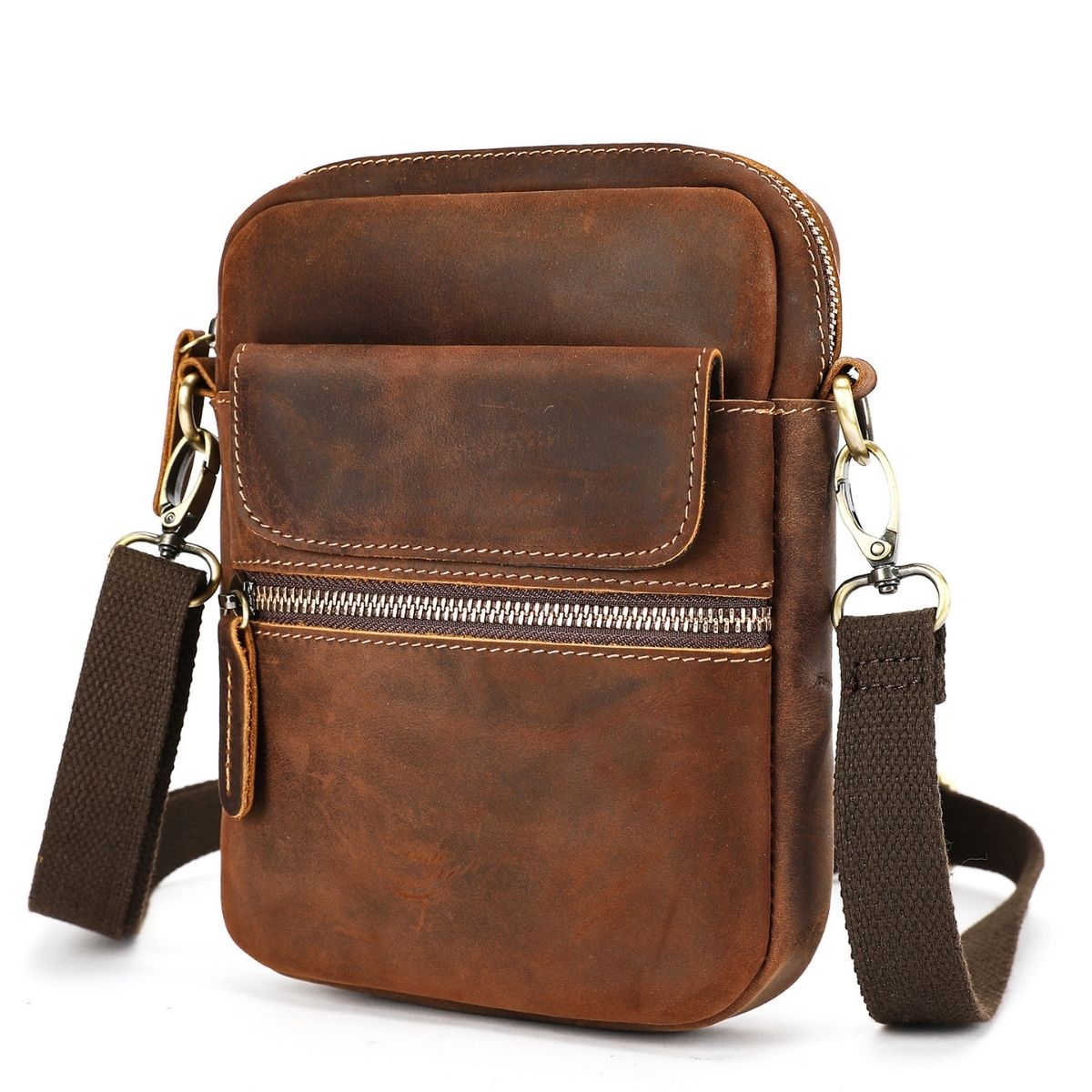 Geantă bărbați Bill din piele naturală Crazy Horse – design slim, stil urban | BUSY LDY & GTM®