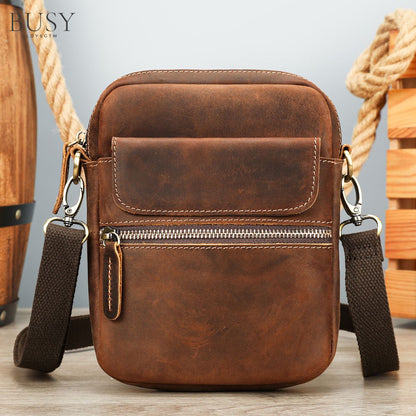 Geantă bărbați Bill din piele naturală Crazy Horse – design slim, stil urban | BUSY LDY & GTM®