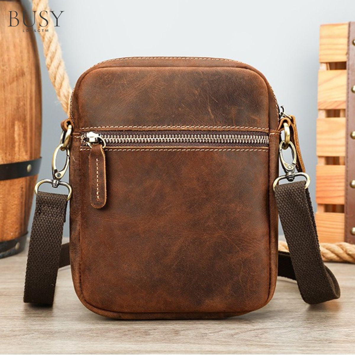 Geantă bărbați Bill din piele naturală Crazy Horse – design slim, stil urban | BUSY LDY & GTM®