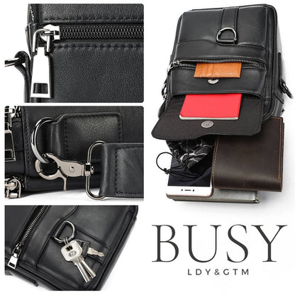 Geantă bărbați Ginn din piele naturală neagră – spațioasă, versatilă, stil business | BUSY LDY & GTM®