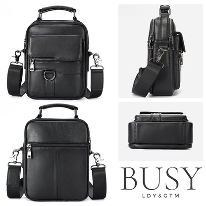 Geantă bărbați Ginn din piele naturală neagră – spațioasă, versatilă, stil business | BUSY LDY & GTM®