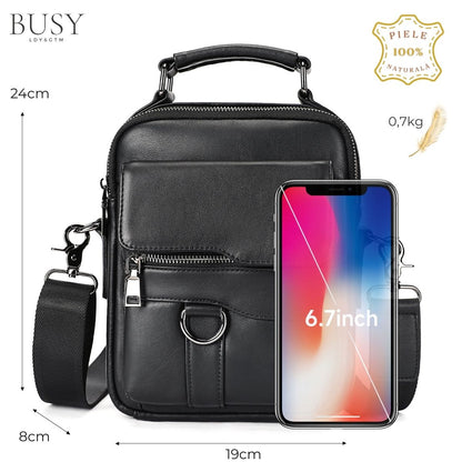 Geantă bărbați Ginn din piele naturală neagră – spațioasă, versatilă, stil business | BUSY LDY & GTM®