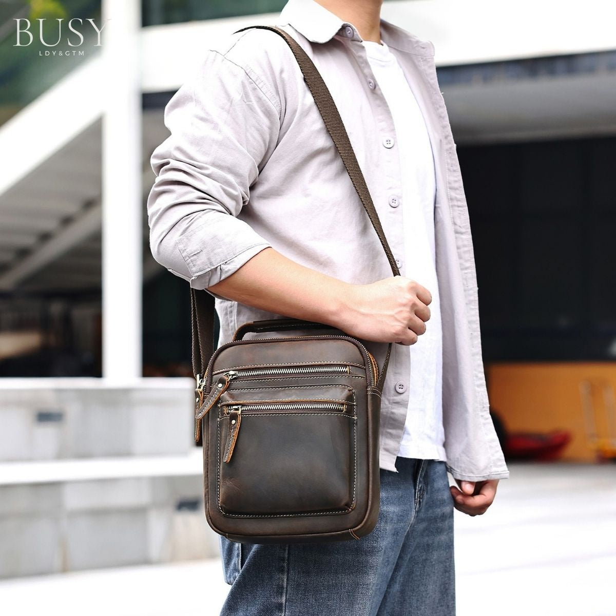 Geantă bărbați Noble din piele naturală Crazy Horse – stil autentic, rezistență premium | BUSY LDY & GTM®