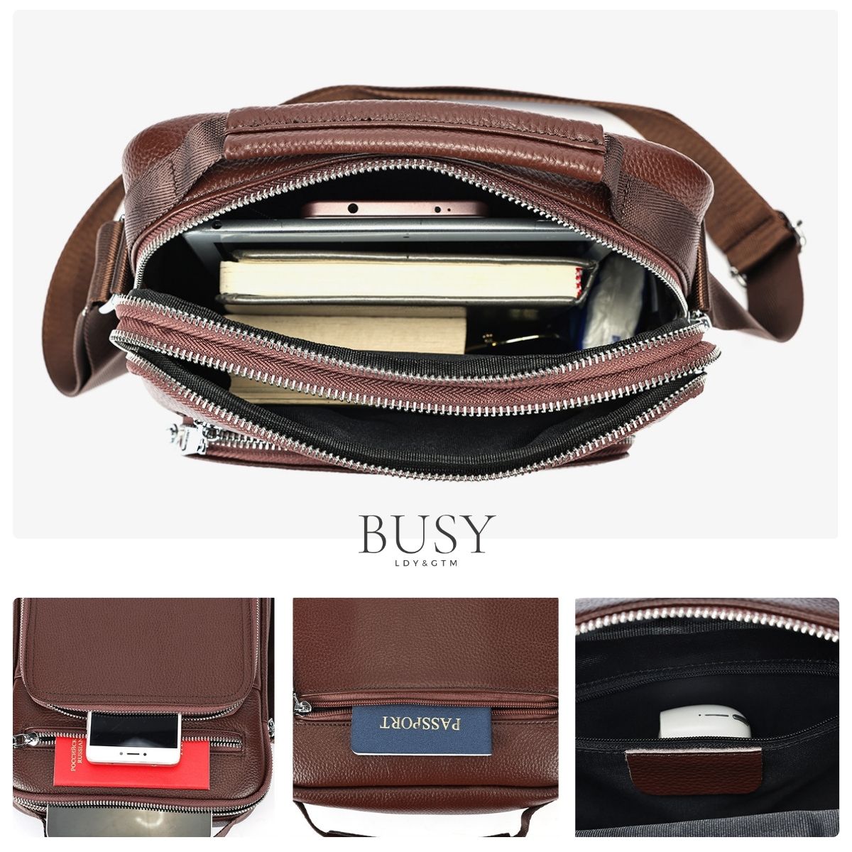 Geantă bărbați Peter din piele naturală – stil urban, organizare inteligentă | BUSY LDY & GTM®