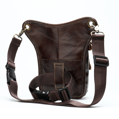 Geantă bărbați Ranger, piele naturală, umăr/ brâu + prindere picior, 4 buzunare, BUSY LDY & GTM® maro