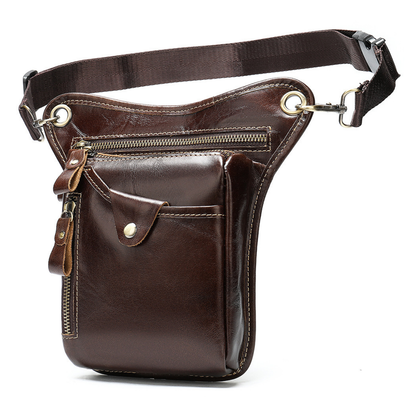 Geantă bărbați Ranger, piele naturală, umăr/ brâu + prindere picior, 4 buzunare, BUSY LDY & GTM® maro