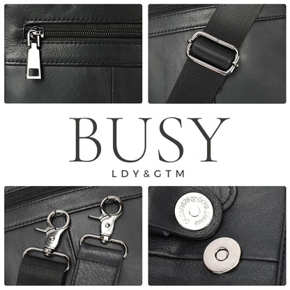 Geantă bărbați Tore din piele naturală neagră – eleganță clasică, organizare completă | BUSY LDY & GTM®
