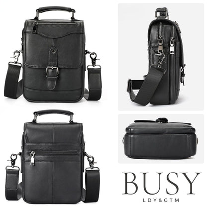 Geantă bărbați Tore din piele naturală neagră – eleganță clasică, organizare completă | BUSY LDY & GTM®