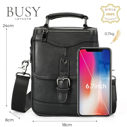 Geantă bărbați Tore din piele naturală neagră – eleganță clasică, organizare completă | BUSY LDY & GTM®