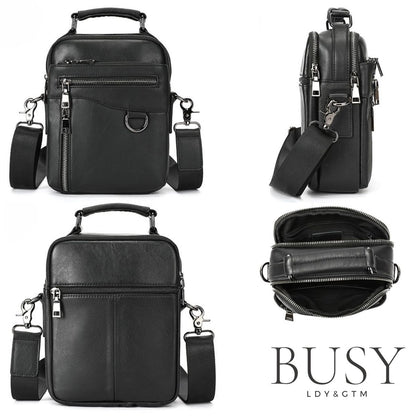 Geantă bărbați Uncle B din piele naturală neagră – organizare maximă pentru zi de zi | BUSY LDY & GTM®