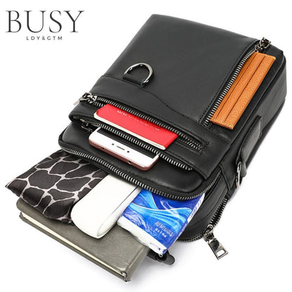 Geantă bărbați Uncle B din piele naturală neagră – organizare maximă pentru zi de zi | BUSY LDY & GTM®