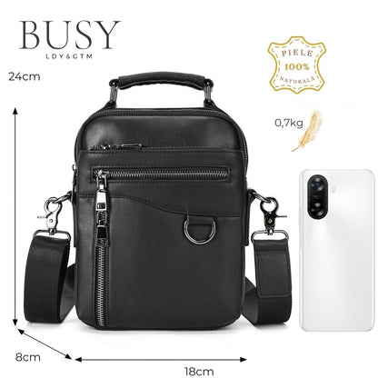 Geantă bărbați Uncle B din piele naturală neagră – organizare maximă pentru zi de zi | BUSY LDY & GTM®