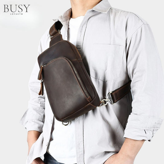 Geantă crossbody Link din piele naturală Crazy Horse – libertate de mișcare, stil autentic | BUSY LDY & GTM®